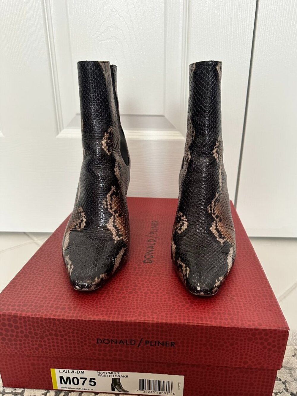 Donald J. Pliner Laila High Heeled Chelsea Bootie, Navy / Multi Painted Snake